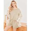 Ekouaer Women’s 2 Piece Pajama Sets Short Sleeve Lounge Sets Soft Round Neck Top and Shorts Sleepwear(Light Brown)