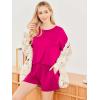 Ekouaer Women’s 2 Piece Pajama Sets Short Sleeve Lounge Sets Soft Round Neck Top and Shorts Sleepwear(Rose Red)