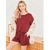Ekouaer Women’s 2 Piece Pajama Sets Short Sleeve Lounge Sets Soft Round Neck Top and Shorts Sleepwear(Wine Red)