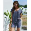 Ekouaer Womens 2 Piece Sets Summer Biker Shorts Set Outfits Knit Loungewear V Neck Workout Sets Tracksuit S-XXL(Blue)