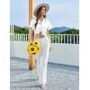Ekouaer Women’s Classic Button Down Ruffle Sleeves Short Satin Silk Pajama Set(White)
