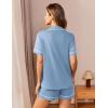Ekouaer Womens Pajama Set Button Down Sleepwear Short Sleeve Pjs Top and Short with Pocket Soft Lounge Set(Blue)