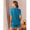 Ekouaer Womens Pajama Set Button Down Sleepwear Short Sleeve Pjs Top and Short with Pocket Soft Lounge Set(Blue Green)