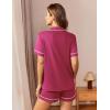 Ekouaer Womens Pajama Set Button Down Sleepwear Short Sleeve Pjs Top and Short with Pocket Soft Lounge Set(Rose Red)