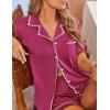 Ekouaer Womens Pajama Set Button Down Sleepwear Short Sleeve Pjs Top and Short with Pocket Soft Lounge Set(Rose Red)