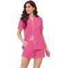 Ekouaer Womens Pajama Set Short Sleeve Sleepwear Summer Button Down Nightwear Lounge Set Soft Pjs Rose Red Medium