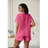 Ekouaer Womens Pajama Set Short Sleeve Sleepwear Summer Button Down Nightwear Lounge Set Soft Pjs Rose Red Medium