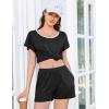 Ekouaer Womens Pajama Set Summer Short Sleeve Pjs Sleepwear Cute 2 Piece Lounge Sets S-XXL(Black)