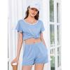 Ekouaer Womens Pajama Set Summer Short Sleeve Pjs Sleepwear Cute 2 Piece Lounge Sets S-XXL(Light Blue)