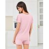 Ekouaer Womens Pajama Set Summer Short Sleeve Pjs Sleepwear Cute 2 Piece Lounge Sets S-XXL(Pink)