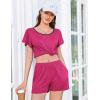 Ekouaer Womens Pajama Set Summer Short Sleeve Pjs Sleepwear Cute 2 Piece Lounge Sets S-XXL(Rose Red)