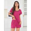 Ekouaer Womens Pajama Set Summer Short Sleeve Pjs Sleepwear Cute 2 Piece Lounge Sets S-XXL(Rose Red)