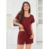Ekouaer Womens Pajama Set Summer Short Sleeve Pjs Sleepwear Cute 2 Piece Lounge Sets S-XXL(Wine Red)