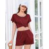 Ekouaer Womens Pajama Set Summer Short Sleeve Pjs Sleepwear Cute 2 Piece Lounge Sets S-XXL(Wine Red)