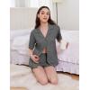 Ekouaer Womens Pajama Sets 2 Piece Cotton Pjs Button Down Sleepwear Short Sleeve Lounge Set with Pockets(Deep Grey)