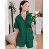 Ekouaer Womens Pajama Sets 2 Piece Cotton Pjs Button Down Sleepwear Short Sleeve Lounge Set with Pockets(Green)