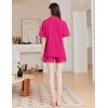 Ekouaer Womens Pajama Sets 2 Piece Cotton Pjs Button Down Sleepwear Short Sleeve Lounge Set with Pockets(Hot Pink)