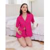 Ekouaer Womens Pajama Sets 2 Piece Cotton Pjs Button Down Sleepwear Short Sleeve Lounge Set with Pockets(Hot Pink)