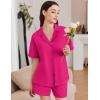 Ekouaer Womens Pajama Sets 2 Piece Cotton Pjs Button Down Sleepwear Short Sleeve Lounge Set with Pockets(Hot Pink)