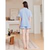 Ekouaer Womens Pajama Sets 2 Piece Cotton Pjs Button Down Sleepwear Short Sleeve Lounge Set with Pockets(Light Blue)