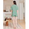 Ekouaer Womens Pajama Sets 2 Piece Cotton Pjs Button Down Sleepwear Short Sleeve Lounge Set with Pockets(Light Green)