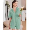 Ekouaer Womens Pajama Sets 2 Piece Cotton Pjs Button Down Sleepwear Short Sleeve Lounge Set with Pockets(Light Green)