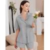 Ekouaer Womens Pajama Sets 2 Piece Cotton Pjs Button Down Sleepwear Short Sleeve Lounge Set with Pockets(Light Grey)