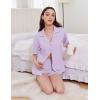 Ekouaer Womens Pajama Sets 2 Piece Cotton Pjs Button Down Sleepwear Short Sleeve Lounge Set with Pockets(Lilac)