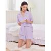 Ekouaer Womens Pajama Sets 2 Piece Cotton Pjs Button Down Sleepwear Short Sleeve Lounge Set with Pockets(Lilac)