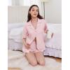 Ekouaer Womens Pajama Sets 2 Piece Cotton Pjs Button Down Sleepwear Short Sleeve Lounge Set with Pockets(Pink)