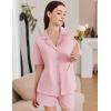 Ekouaer Womens Pajama Sets 2 Piece Cotton Pjs Button Down Sleepwear Short Sleeve Lounge Set with Pockets(Pink)