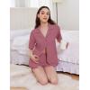 Ekouaer Womens Pajama Sets 2 Piece Cotton Pjs Button Down Sleepwear Short Sleeve Lounge Set with Pockets(Rose Pink)