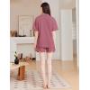 Ekouaer Womens Pajama Sets 2 Piece Cotton Pjs Button Down Sleepwear Short Sleeve Lounge Set with Pockets(Rose Pink)