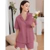 Ekouaer Womens Pajama Sets 2 Piece Cotton Pjs Button Down Sleepwear Short Sleeve Lounge Set with Pockets(Rose Pink)