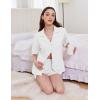 Ekouaer Womens Pajama Sets 2 Piece Cotton Pjs Button Down Sleepwear Short Sleeve Lounge Set with Pockets(White)