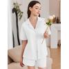 Ekouaer Womens Pajama Sets 2 Piece Cotton Pjs Button Down Sleepwear Short Sleeve Lounge Set with Pockets(White)