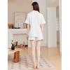 Ekouaer Womens Pajama Sets 2 Piece Cotton Pjs Button Down Sleepwear Short Sleeve Lounge Set with Pockets(White)