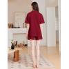 Ekouaer Womens Pajama Sets 2 Piece Cotton Pjs Button Down Sleepwear Short Sleeve Lounge Set with Pockets(Wine Red)