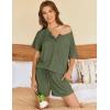 Ekouaer Womens Pajama Sets 2 Piece Ribbed Knit Pjs Short Sleeve Soft Sleepwear Summer Lounge Sets(Army Green)