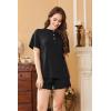Ekouaer Womens Pajama Sets 2 Piece Ribbed Knit Pjs Short Sleeve Soft Sleepwear Summer Lounge Sets(Black)