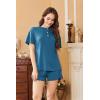 Ekouaer Womens Pajama Sets 2 Piece Ribbed Knit Pjs Short Sleeve Soft Sleepwear Summer Lounge Sets(Blue)