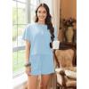 Ekouaer Womens Pajama Sets 2 Piece Ribbed Knit Pjs Short Sleeve Soft Sleepwear Summer Lounge Sets(Clear Blue)