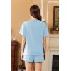Ekouaer Womens Pajama Sets 2 Piece Ribbed Knit Pjs Short Sleeve Soft Sleepwear Summer Lounge Sets(Clear Blue)