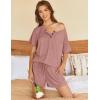 Ekouaer Womens Pajama Sets 2 Piece Ribbed Knit Pjs Short Sleeve Soft Sleepwear Summer Lounge Sets(Dark Pink)