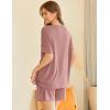 Ekouaer Womens Pajama Sets 2 Piece Ribbed Knit Pjs Short Sleeve Soft Sleepwear Summer Lounge Sets(Dark Pink)