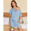 Ekouaer Womens Pajama Sets 2 Piece Ribbed Knit Pjs Short Sleeve Soft Sleepwear Summer Lounge Sets(Light Blue)