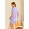 Ekouaer Womens Pajama Sets 2 Piece Ribbed Knit Pjs Short Sleeve Soft Sleepwear Summer Lounge Sets(Purple)