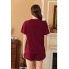 Ekouaer Womens Pajama Sets 2 Piece Ribbed Knit Pjs Short Sleeve Soft Sleepwear Summer Lounge Sets(Wine Red)