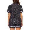 Ekouaer Women’s Pajama Sets 2 Piece Short Sleeve Button Down Tops and Pants Pj Set V Neck Sleepwear Loungewear Chest Pocket(Black Star)
