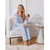 Ekouaer Womens Pajama Sets Fall Long Sleeve Pajamas for Women Trendy Pleated Pjs Sets Comfy 2 Piece Lounge Set with Pockets(Blue Flower)